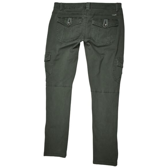 Y2K Union Bay dark olive green skinny cargo pocket moto pants low rise size 11 - Picture 6 of 7